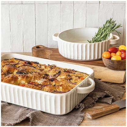 over&back Aspirations Bakeware 2 Piece Set - Stoneware Rustic Chic Bakers, Oven To Table, Microwave & Dishwasher Safe