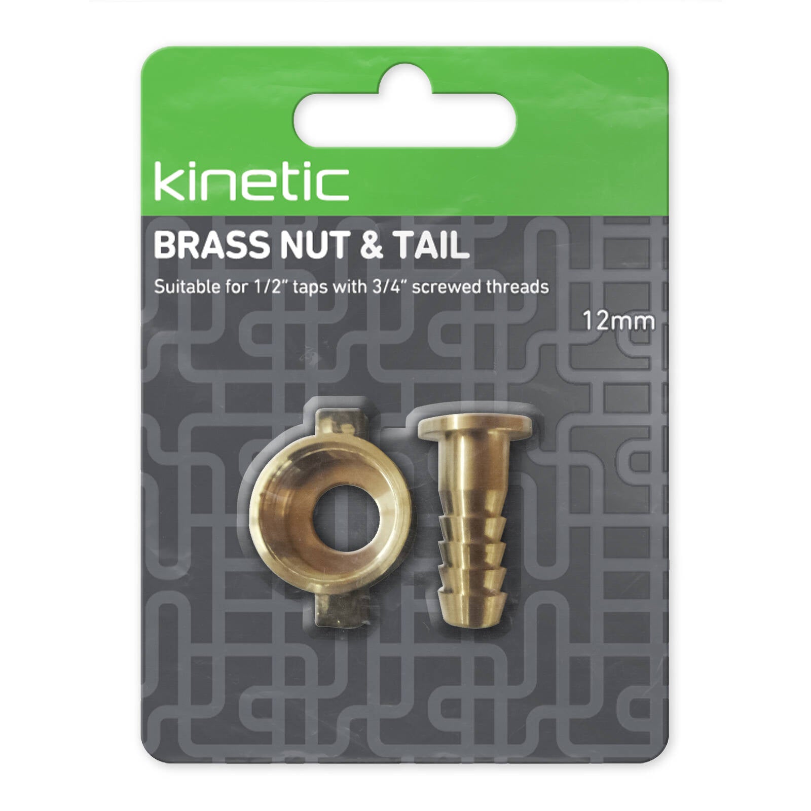 Kinetic 12mm Brass Nut And Tail 2 Pack