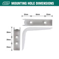 Carinya 100 x 75mm White Powder Coated Steel Angle Bracket, 50kg, Wall Mount