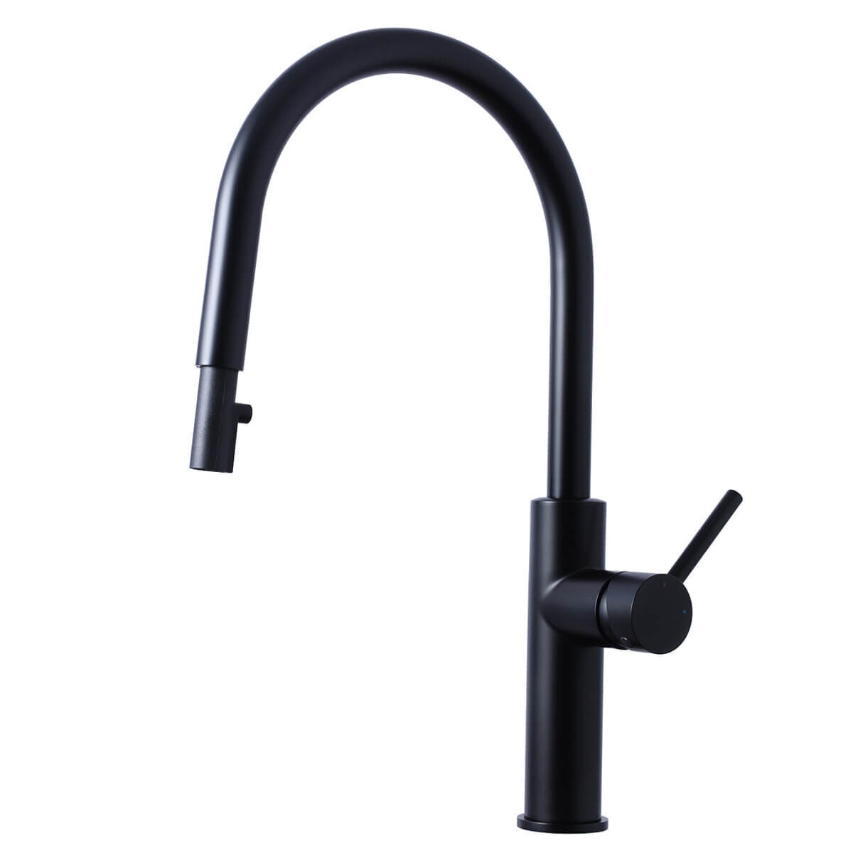 Titan Essentials Lite Gooseneck Pull Out Kitchen Mixer Tap - True Matte Black PVD, 6 Star WELS - TTBSXP