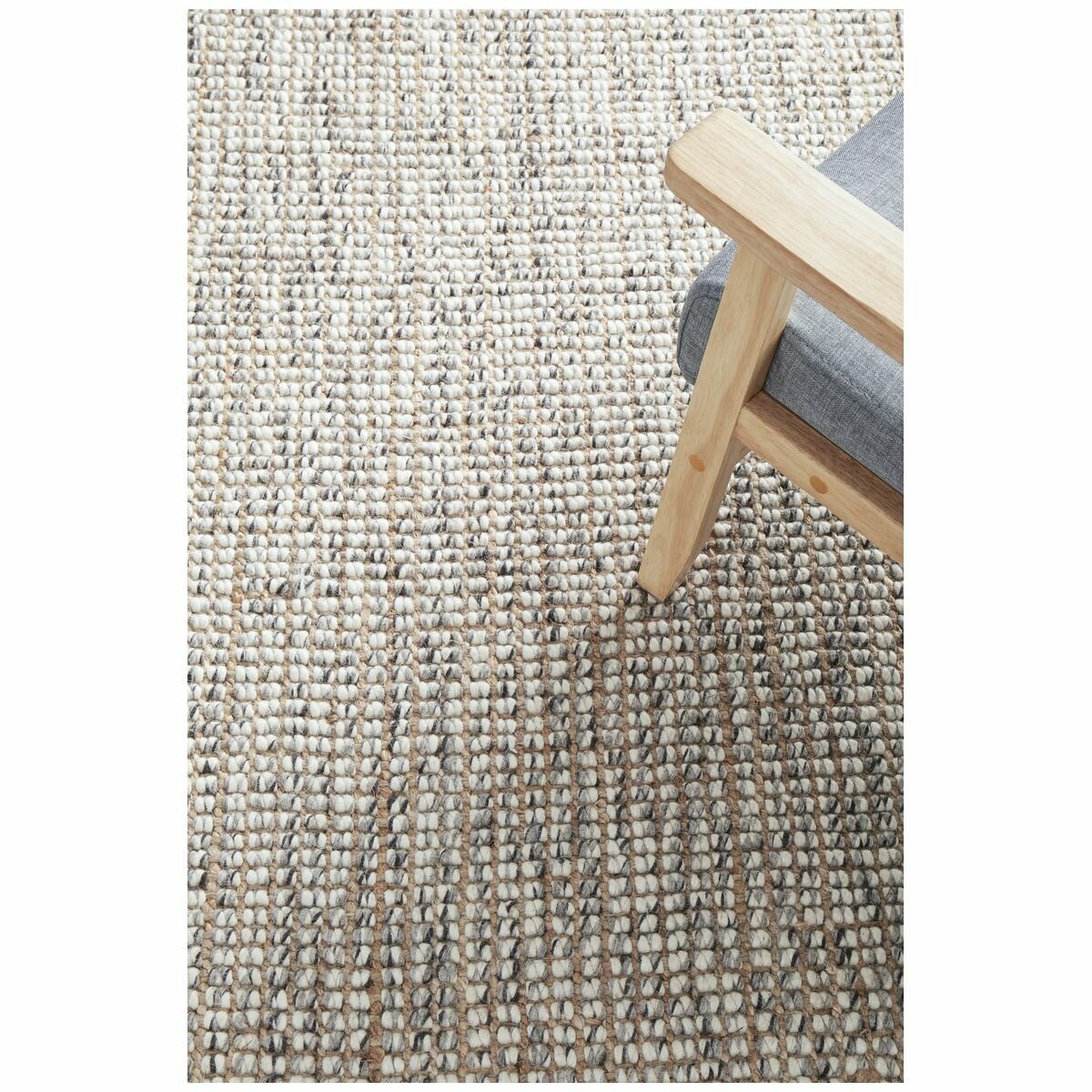 Rug Culture Arabella Small Rug 165x115 - Neutral Wool and Jute Blend, Hand Loomed - ARA-GRY-165115