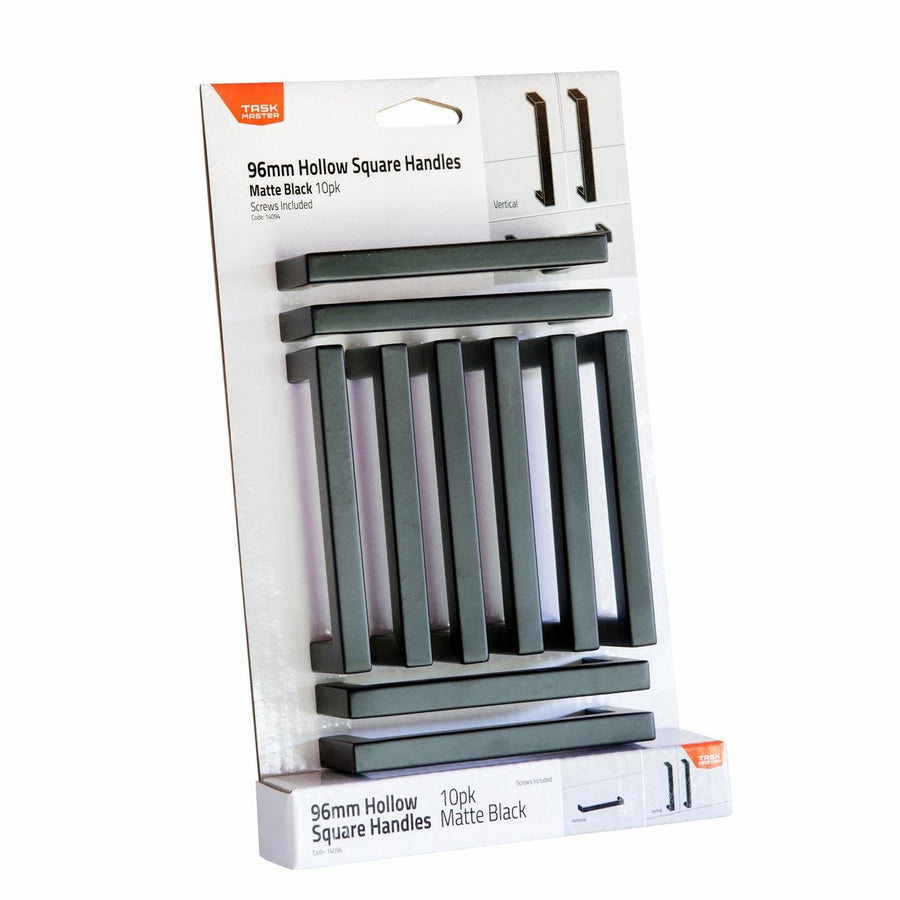 Taskmaster 96mm Black Matte Hollow Square Handle 10 Pack - Steel - 106mm x 35mm x 12mm - SuperSaverAU - view 1