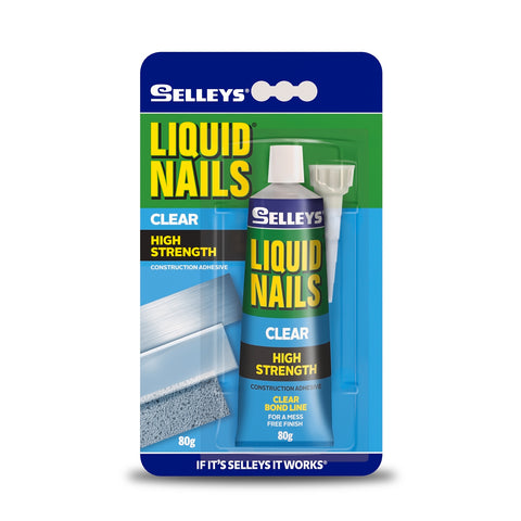 Selleys Liquid Nails Clear Construction Adhesive 80g - Dries Clear Polymer Bond for Building Materials