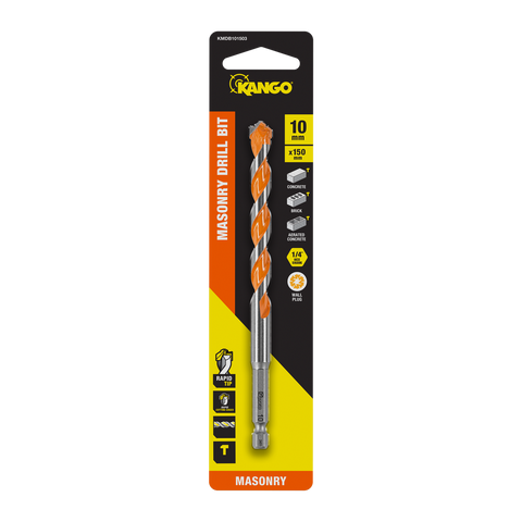Kango 10mm x 150mm Masonry Drill Bit - Durable Carbide Rapid Tip - Efficient Dust Removal - SuperSaverAU - view 1