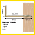 Everhang 19mm Brass Plated Steel Square Hook - 25 Pack