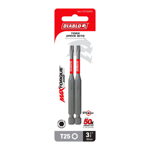Diablo 3 T25 Bit 2 Pack - 3-1/2" - Extreme Durability & Impact Resistance - SuperSaverAU - view 1