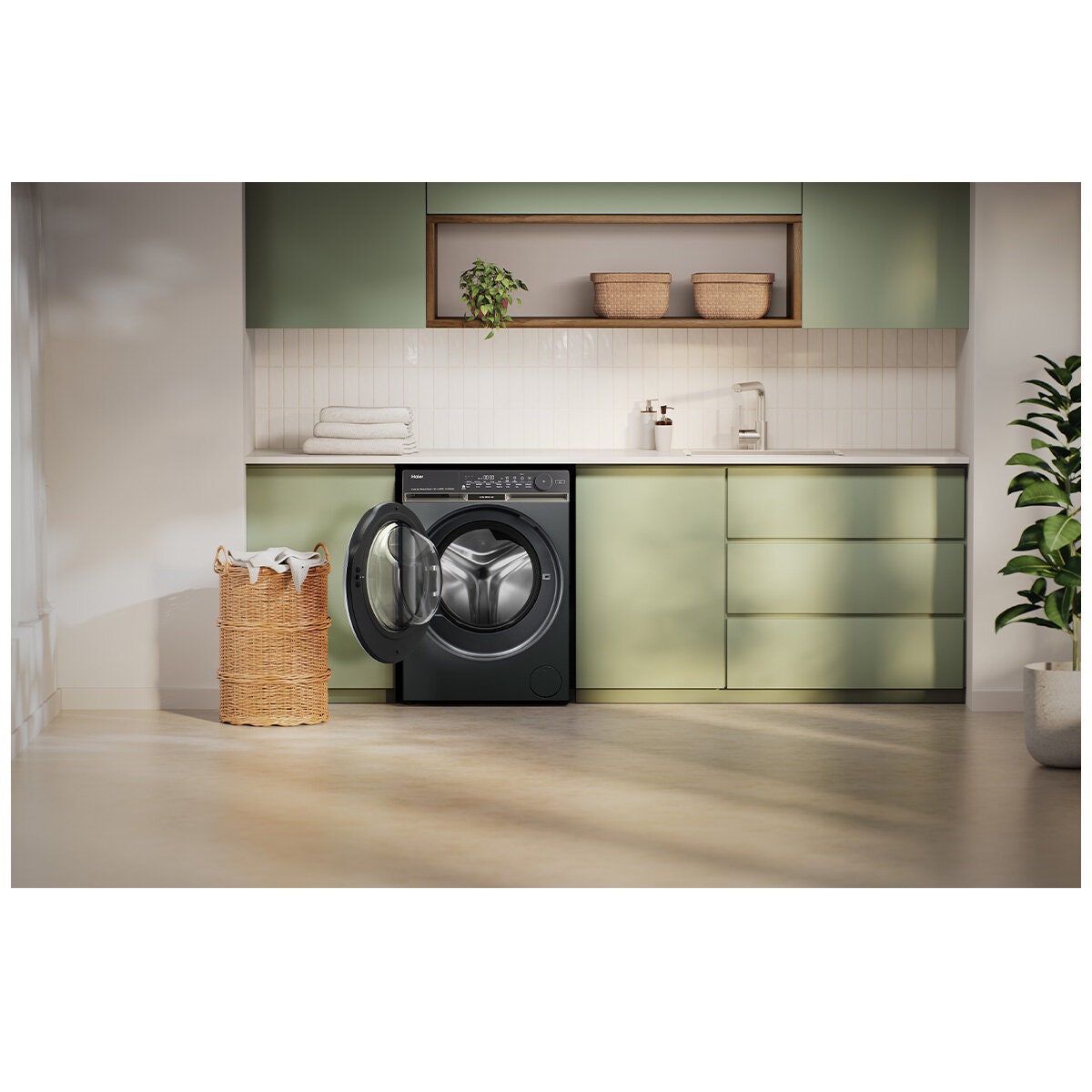 Haier 500 Series 12kg Front Loader - Black, Ultra Fresh Air, UV Protect, 5 Star Energy - HWF12DB1