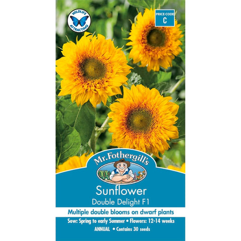 Mr Fothergill Sunflower Double Delight F1 Seeds - 75mm - Pollen Free - Easy To Grow - SuperSaverAU - view 1