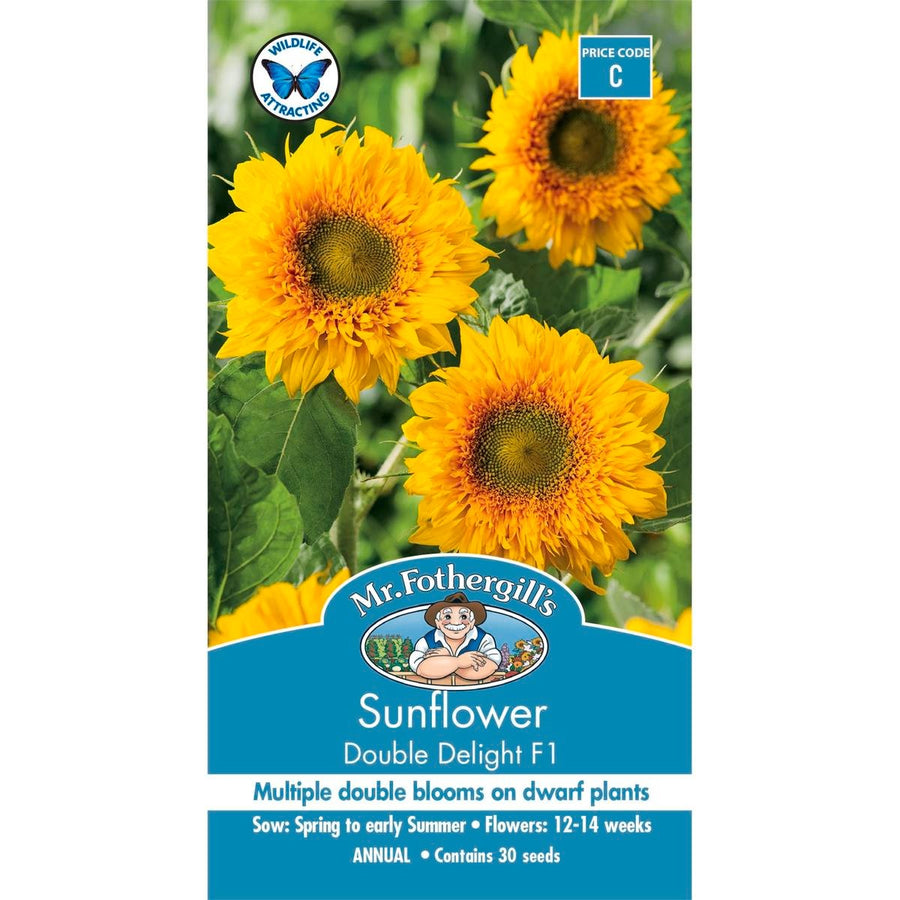 Mr Fothergill Sunflower Double Delight F1 Seeds - 75mm - Pollen Free - Easy To Grow - SuperSaverAU - view 1