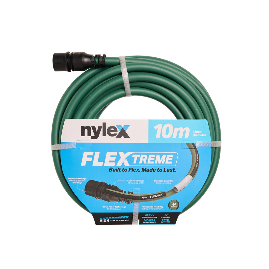 Nylex Flextreme 10m 12mm Garden Hose - Flexible, UV Stabilised, Kink Resistant