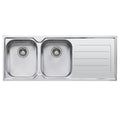 Oliveri Flinders Double Bowl Topmount Sink - Right Hand Drainer, No Taphole - FL171-NTH