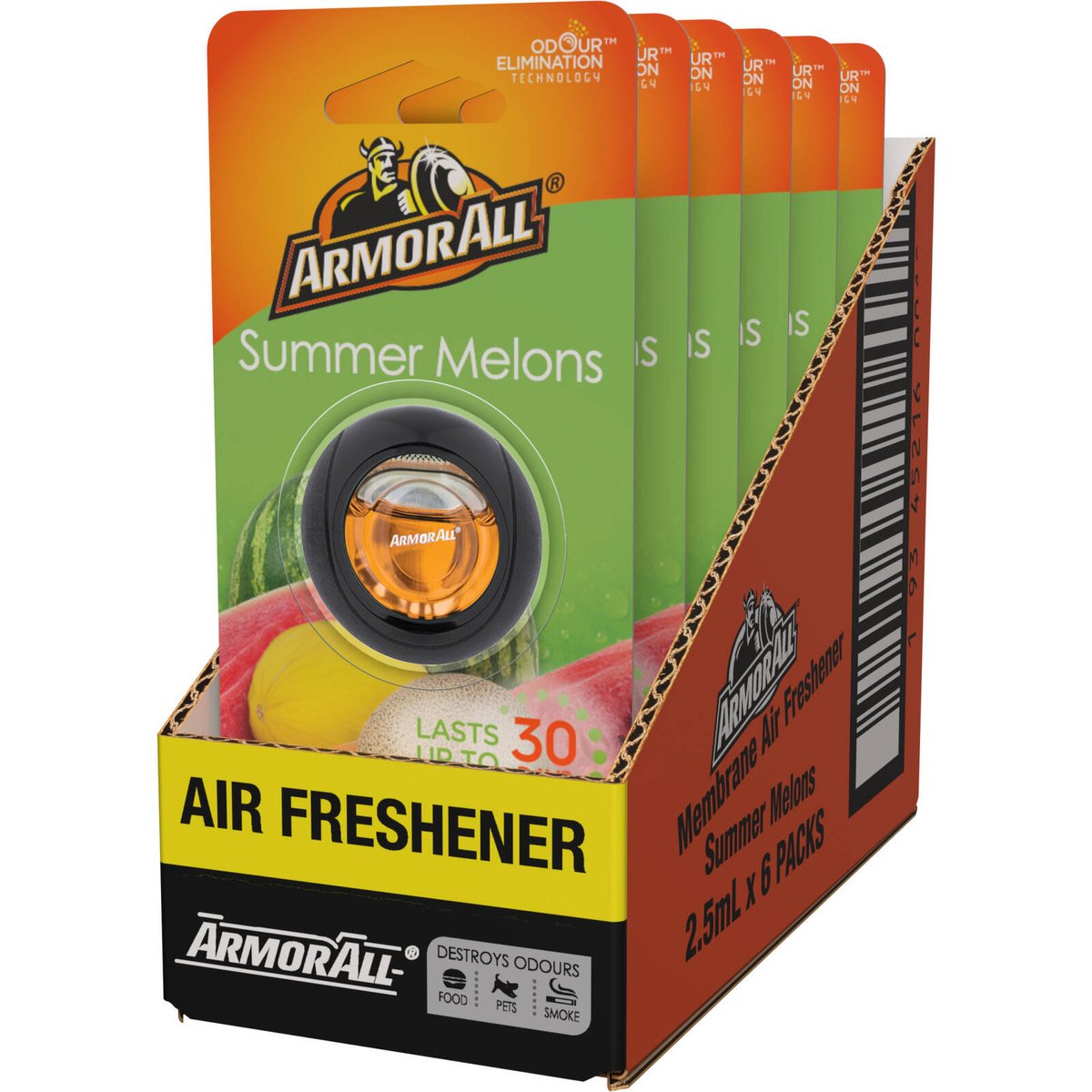 Armor All Membrane Clip Car Air Freshener - Summer Melons - 1 Pack - 76.2mm x 195mm x 32.8mm - Odour Elimination - SuperSaverAU - view 3