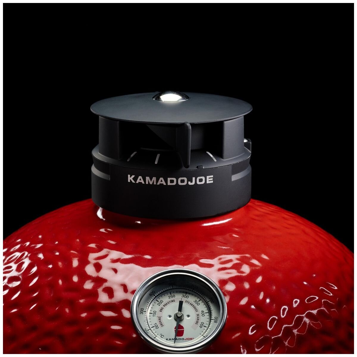 Kamado Joe Classic II Stand-Alone Kamado Grill - Red, Built-In Ready, Air Lift Hinge - KJ23NRHC