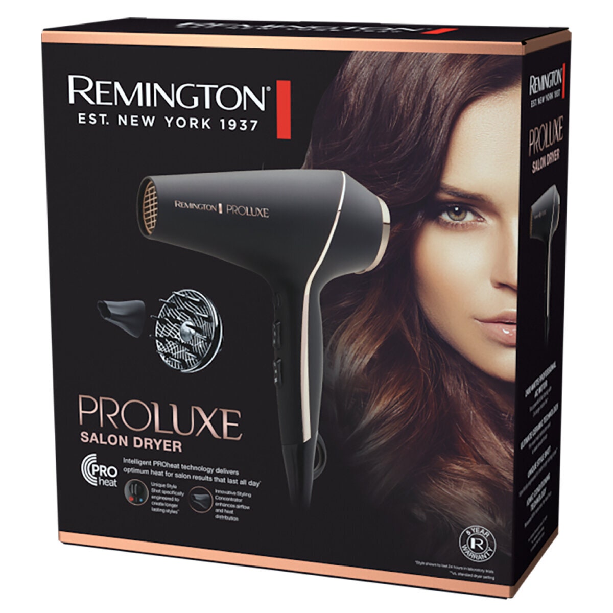 Remington PROLUXE Salon Hair Dryer 2400W - Matte Black, Ionic, Tourmaline Ceramic - AC9140AU