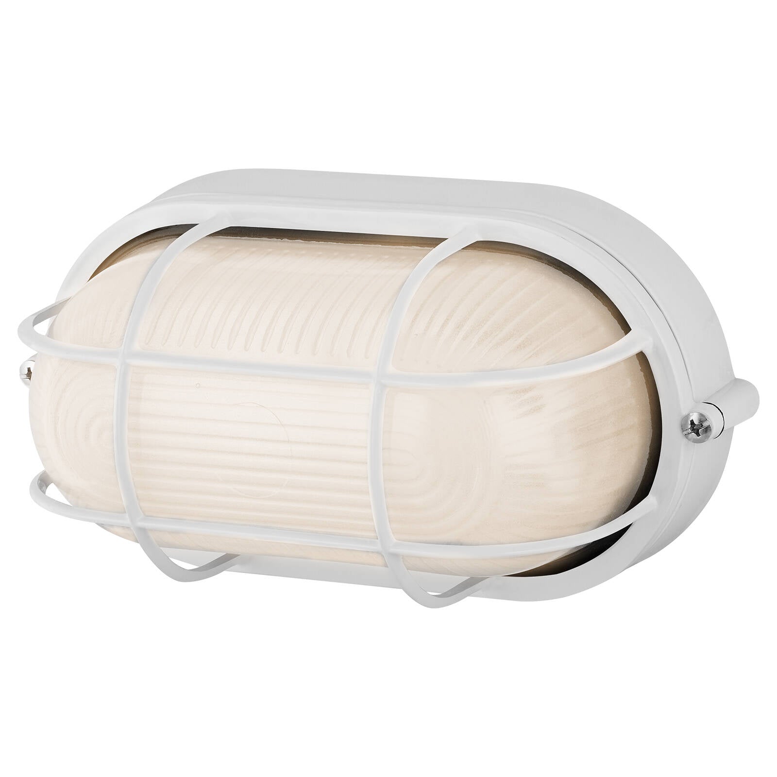 Arlec White Oval Caged Bunker Light 60W E27 Weather Resistant ABL110WH