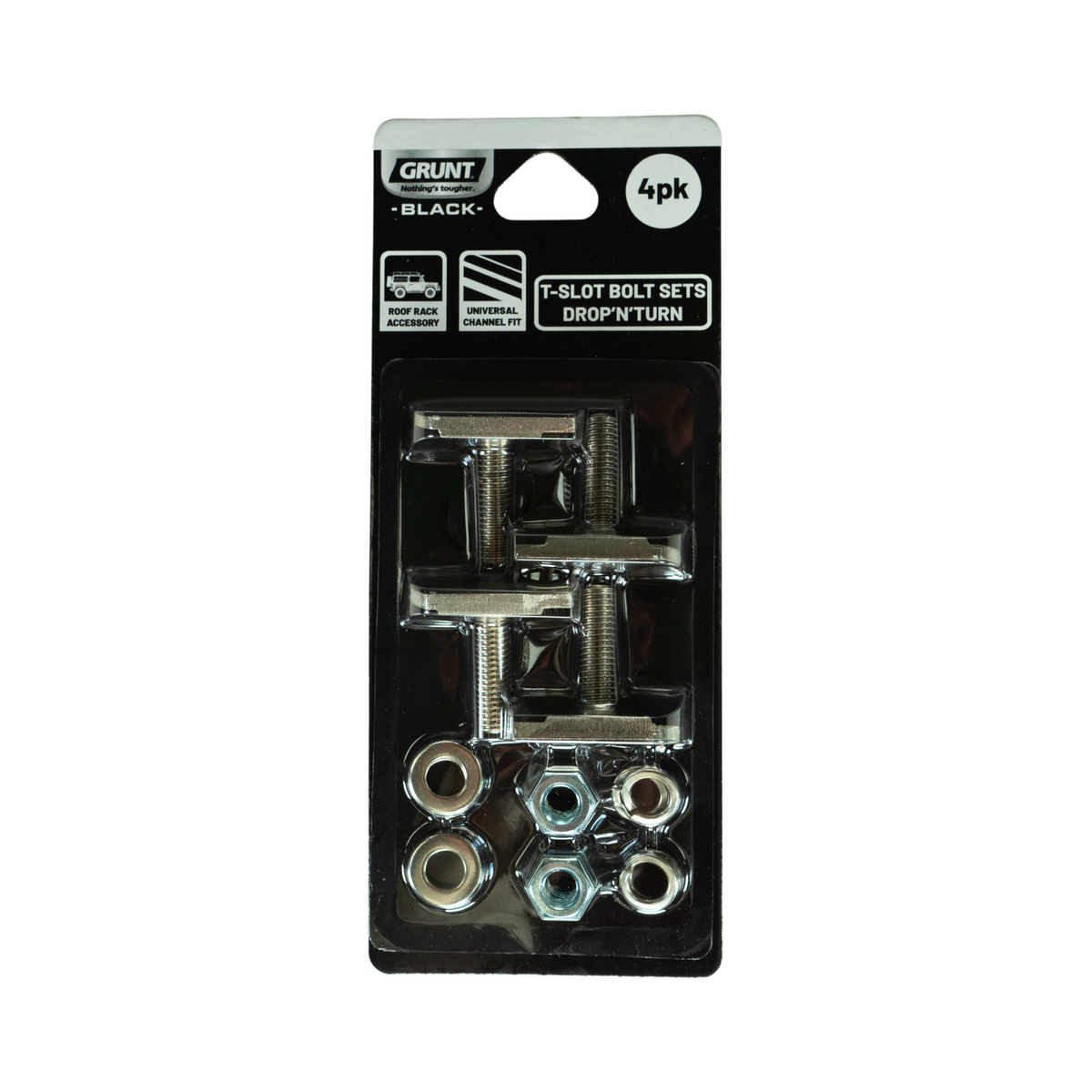 Grunt T Slot Drop Turn Bolt and Nut Set - Universal 4 Pack - M8 x 28mm - Stainless Steel - SuperSaverAU - view 1