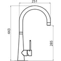 Oliveri Essente gooseneck mixer tap - Stainless Steel, swivel spout, WELS 4 Star 7.5L per minute - SS2520