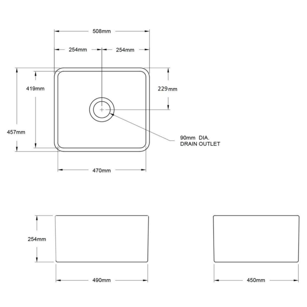Turner Hastings Novi 50 Butler Sink Pack - Chrome Ludlow Pull Out Mixer Tap - PKG036