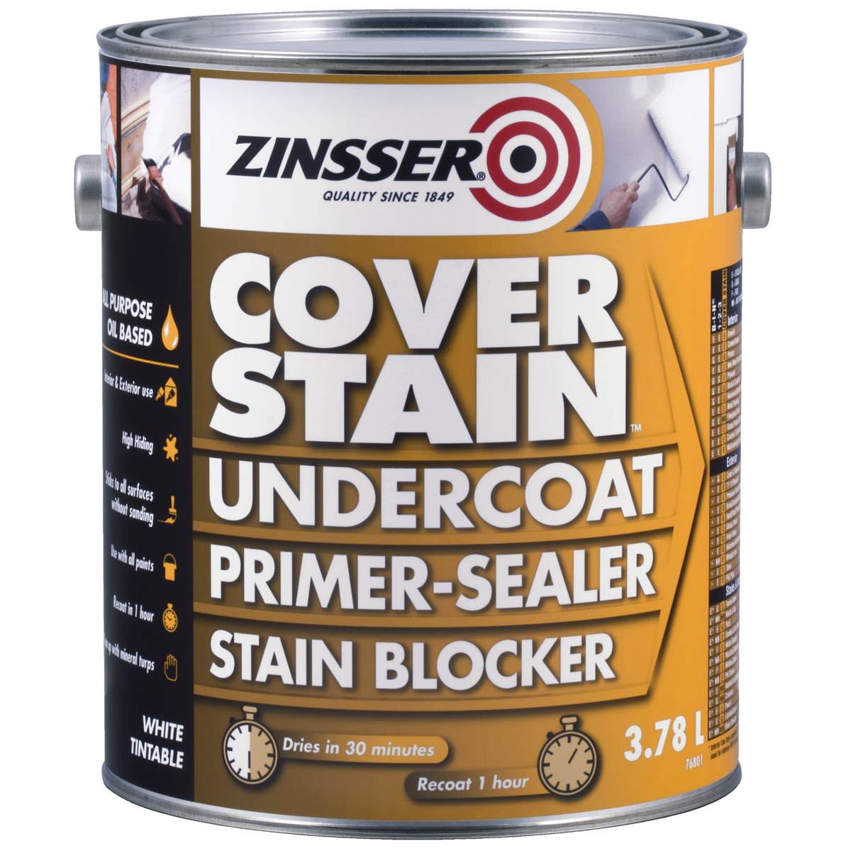 Zinsser Coverstain Primer Sealer 3.78L Oil-Based Stain Blocker White - SuperSaverAU - view 1
