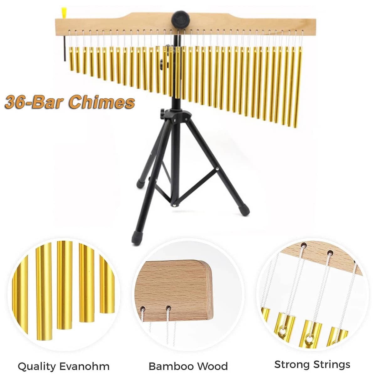 36 Note Wind Chime Musical Instrument, Natural Wood, 58 x 118 cm - view 4