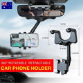 360 Degree Rotatable Retractable Car Phone Holder for Rearview Mirror