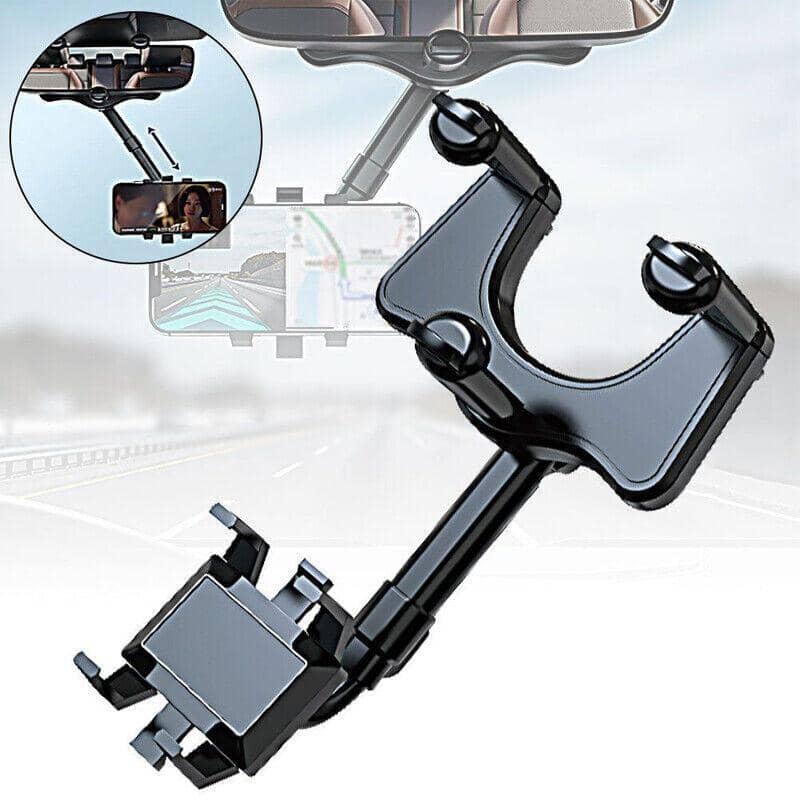360 Degree Rotatable Retractable Car Phone Holder for Rearview Mirror - view 4