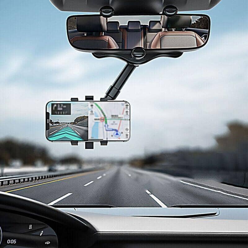 360 Degree Rotatable Retractable Car Phone Holder for Rearview Mirror - view 5