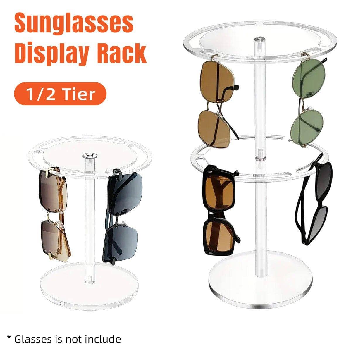 360 Degree Rotating Eyeglasses Display Stand, Clear Acrylic Holds 24 Pairs - 2 Layers - view 2