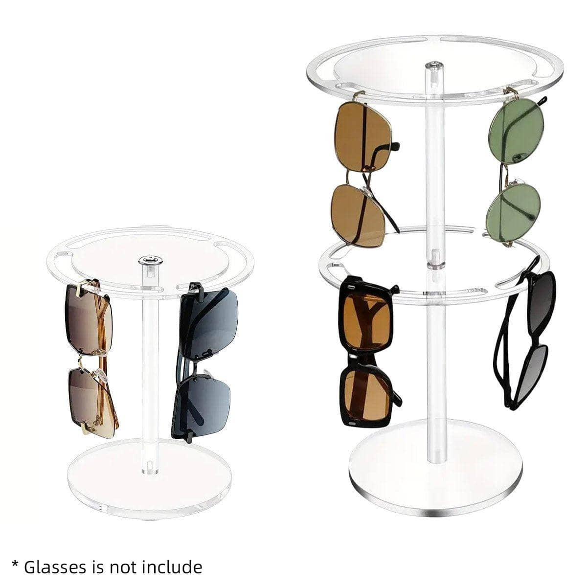 360 Degree Rotating Eyeglasses Display Stand, Clear Acrylic Holds 24 Pairs - 2 Layers - view 3