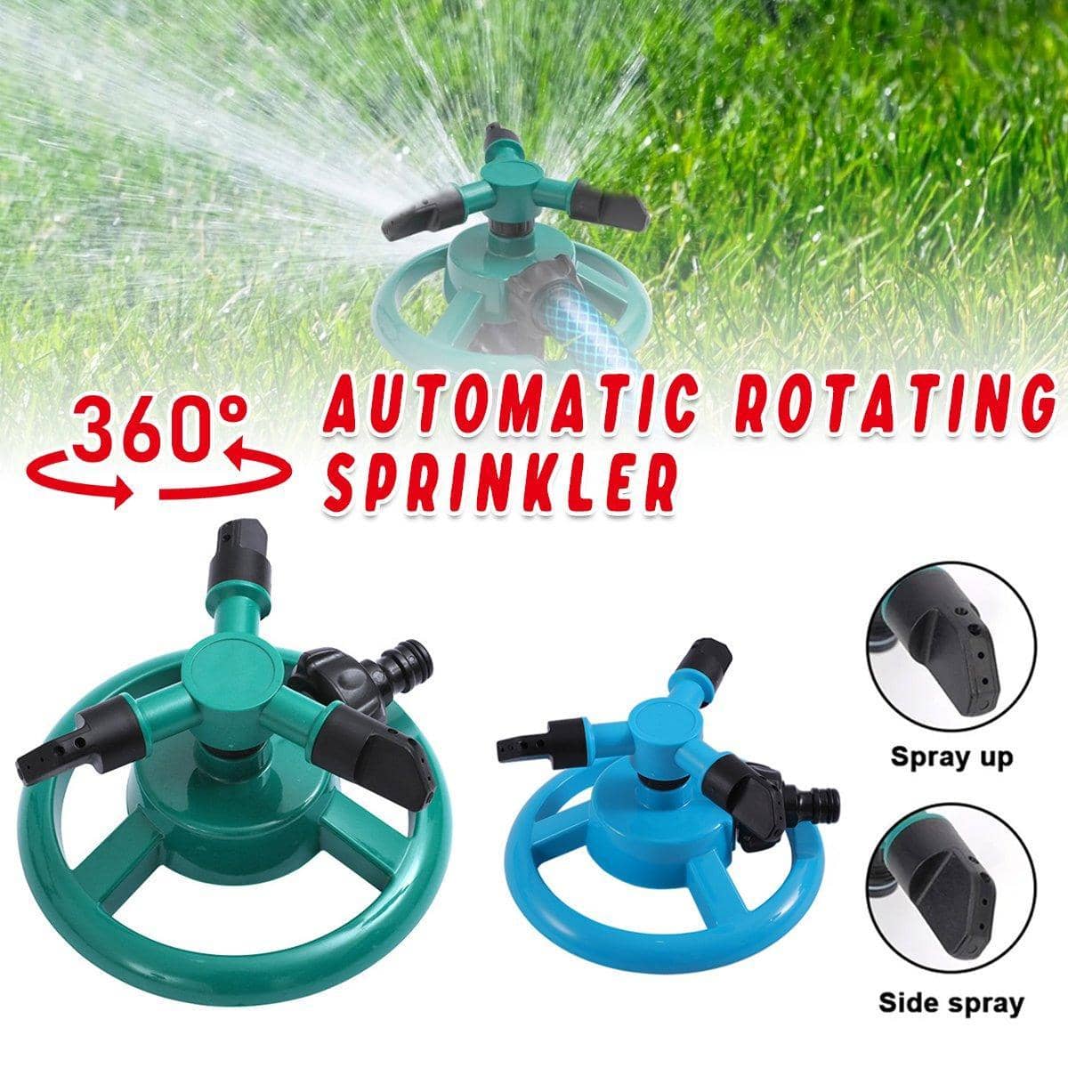 360 Degree Rotating Garden Sprinkler with Three Spray Arms - Blue - view 2