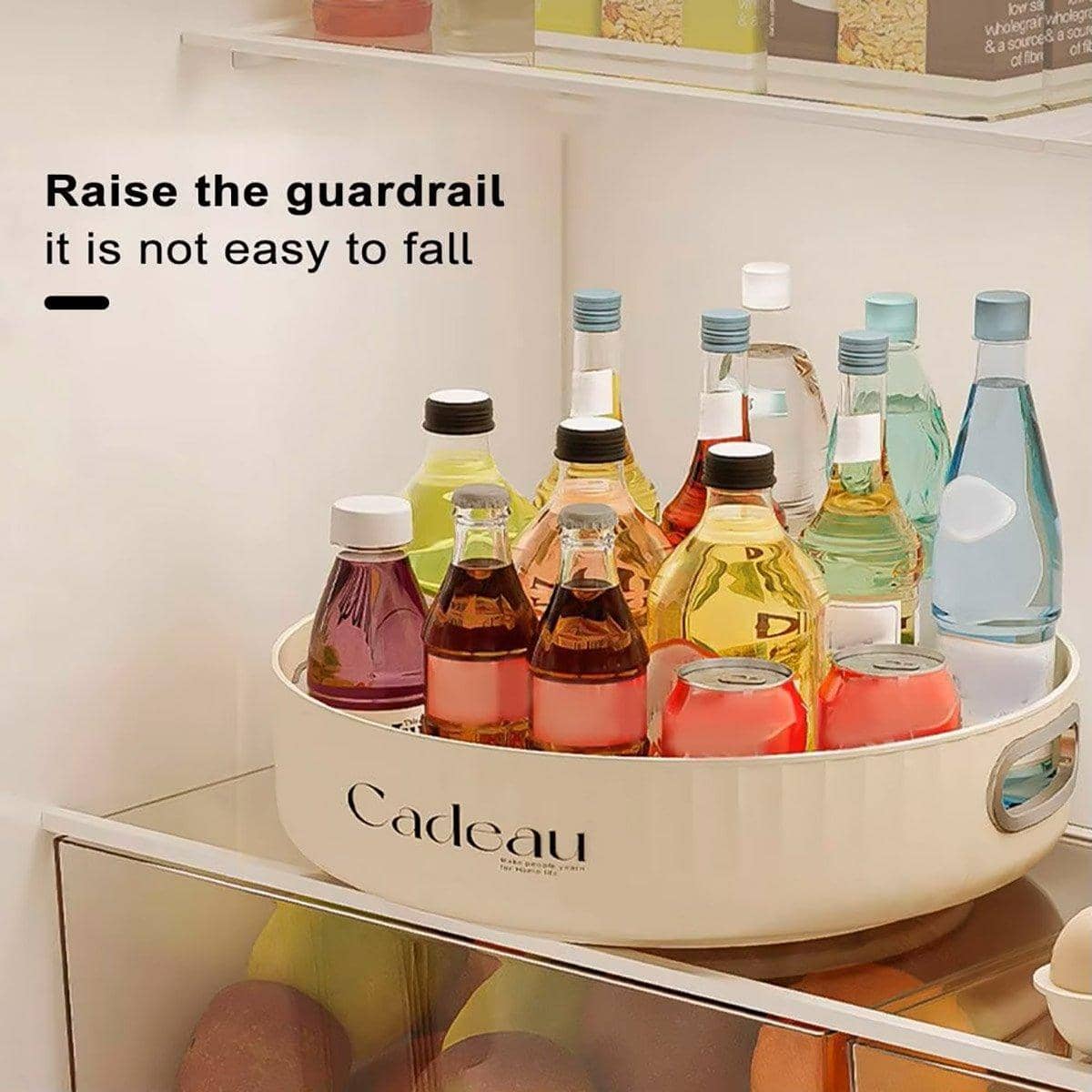 360 Degree Rotating Kitchen Spice Rack Organiser with Guardrail - view 5