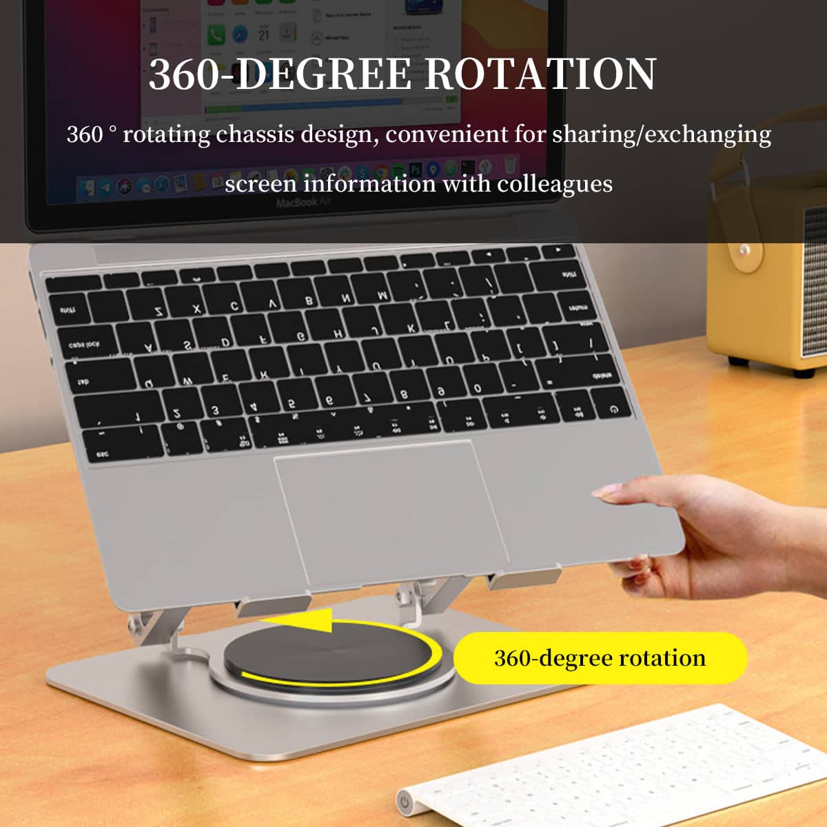 360 Degree Rotating Laptop Stand, Adjustable 4.5-31 cm, Foldable - Dark Grey - view 5