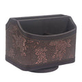 360 Degree Rotating Remote Control Holder, Faux Leather Desk Organiser - Brown
