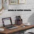 360 Degree Rotating Remote Control Holder, Faux Leather Desk Organiser - Brown - view 5