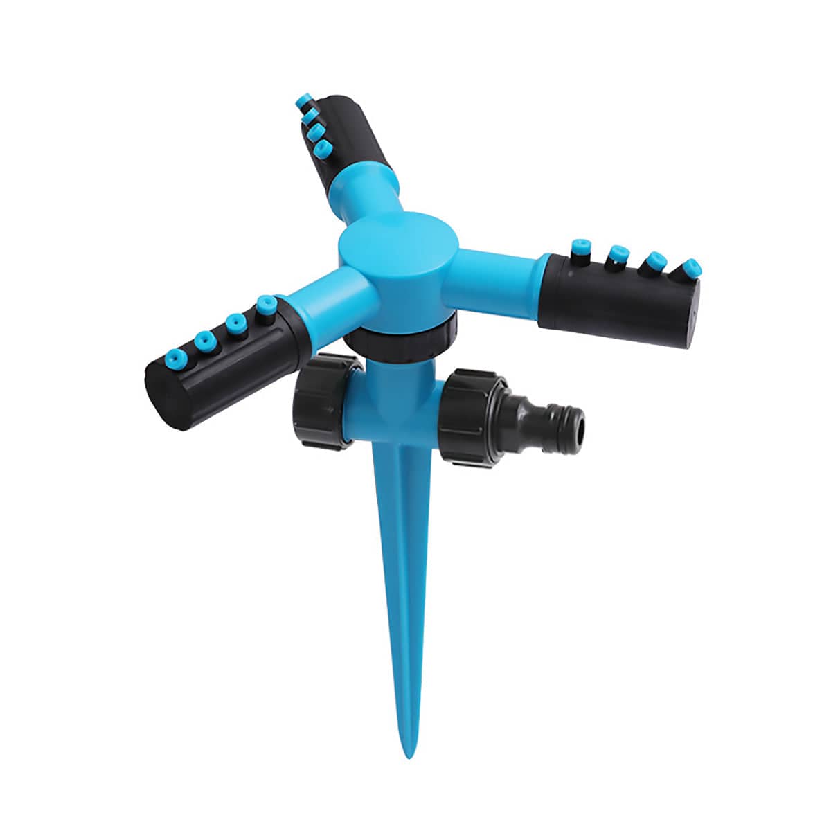 360° Rotating Lawn Sprinkler, 3-Arm Garden Watering - Blue