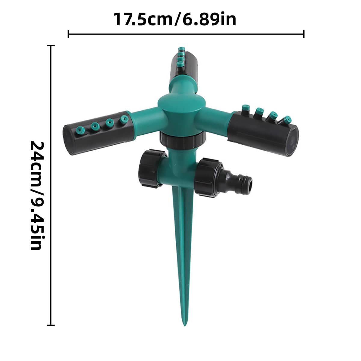 360° Rotating Lawn Sprinkler, 3-Arm Garden Watering - Blue - view 4
