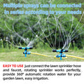 360° Rotating Lawn Sprinkler, 3-Arm Garden Watering - Blue - view 5
