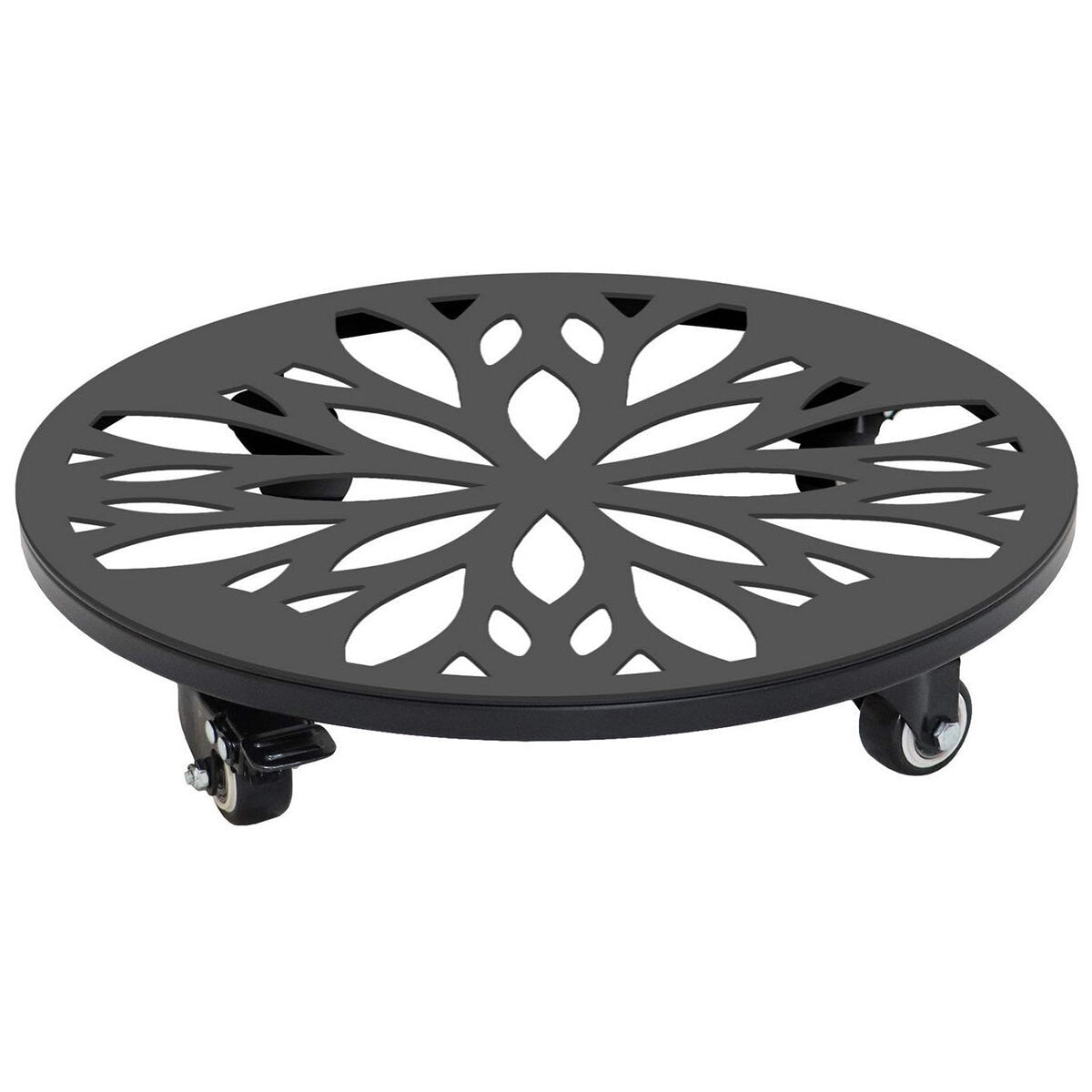 Mullally Steel Caddy Planter Set 2 Piece | 113.4 kg Weight Capacity | UV & Weather Resistant | Smooth Rolling Wheels | Indoor Outdoor Plant Mobility