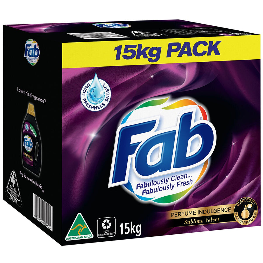 Fab Sublime Velvet 15kg Washing Powder Detergent Front And Top Loader