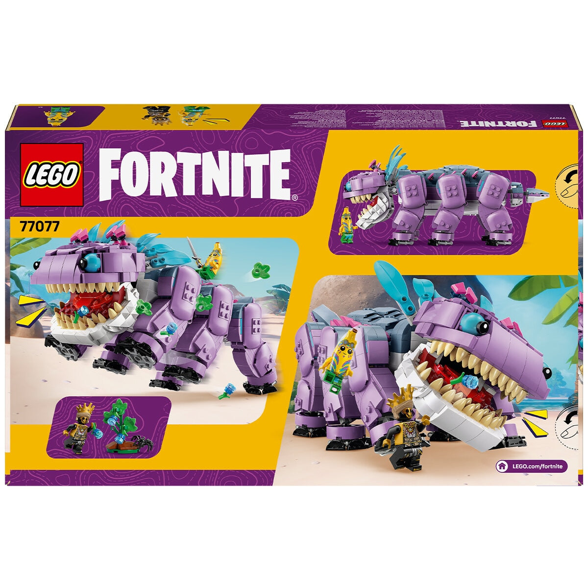 LEGO Fortnite Klombo 77077 Building Set | 1,084 Pieces | Movable Legs, Opening Mouth, Rotating Tail | Island Adventure Peely & Oro Minifigures