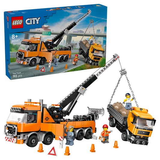 LEGO City Heavy-Duty Recovery Tow Truck With Crane 60467, 793 Pieces, Ages 8+, Working Crane, Winch, Dump Truck, 3 Minifigures