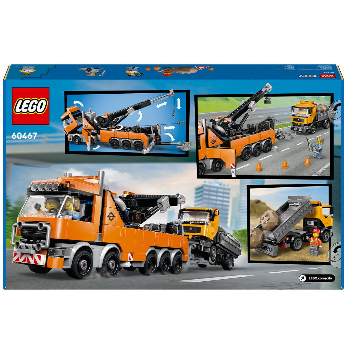 LEGO City Heavy-Duty Recovery Tow Truck With Crane 60467, 793 Pieces, Ages 8+, Working Crane, Winch, Dump Truck, 3 Minifigures - SuperSaverAU - view 9