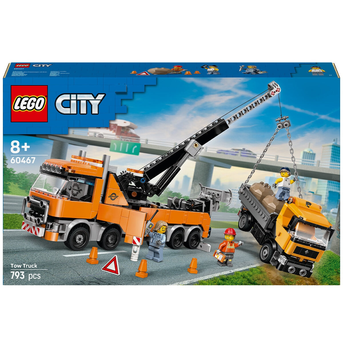 LEGO City Heavy-Duty Recovery Tow Truck With Crane 60467, 793 Pieces, Ages 8+, Working Crane, Winch, Dump Truck, 3 Minifigures