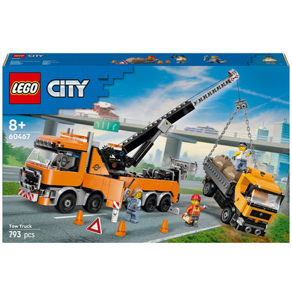 LEGO City Heavy-Duty Recovery Tow Truck With Crane 60467, 793 Pieces, Ages 8+, Working Crane, Winch, Dump Truck, 3 Minifigures