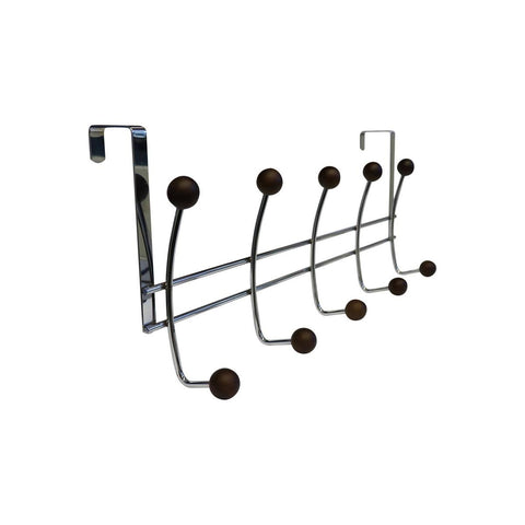 Adoored 10 Hook Satin Chrome Over the Door Hook Rack - Steel - Durable - SuperSaverAU - view 1