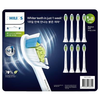Philips Sonicare W2 Optimal Standard Brush Heads 8 Pack - Advanced Cleaning, Stain Removal, Whiter Teeth