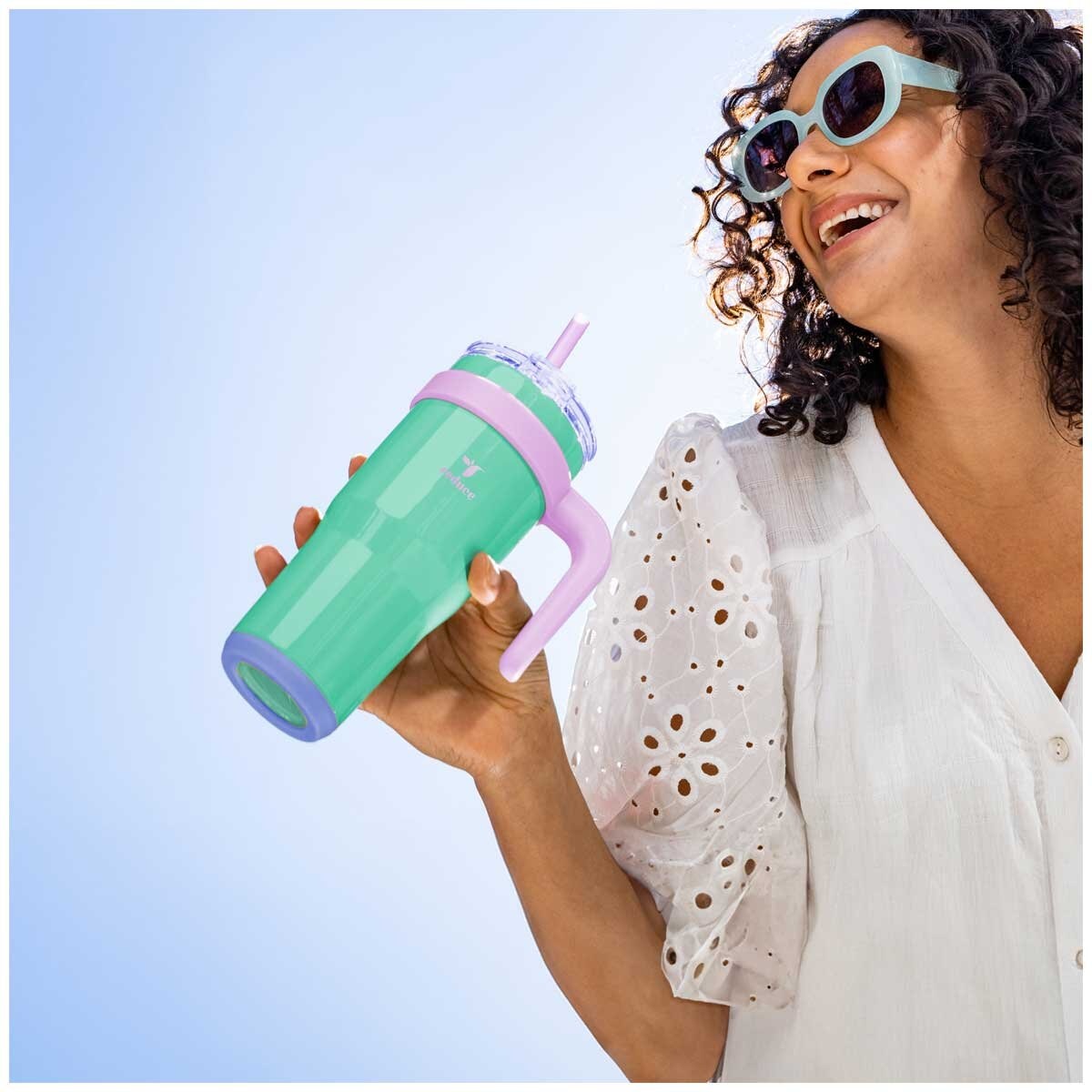 Reduce Cold1 Tumbler 700ml x 2 Pack Guava And Teal - Keeps Drinks Cold for 24 Hours, Fits Cupholders, Soft Sit Base