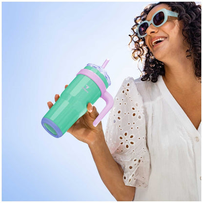 Reduce Cold1 Tumbler 700ml x 2 Pack Guava And Teal - Keeps Drinks Cold for 24 Hours, Fits Cupholders, Soft Sit Base