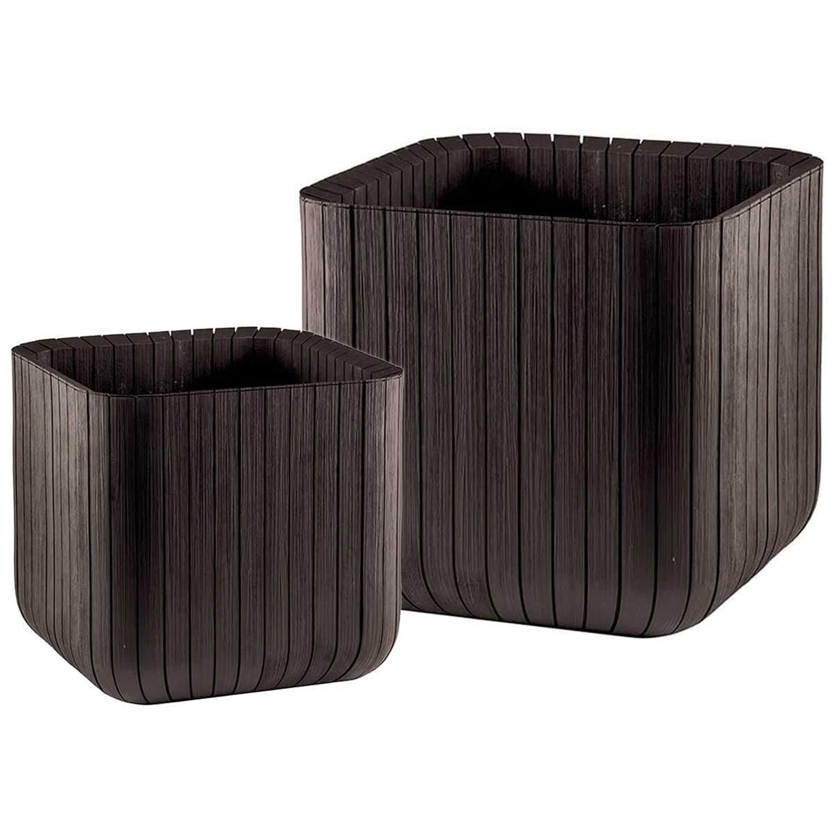 Keter Cube Planter Small And Medium 2 Piece Set - Weatherproof, UV Protected, Matte Finish, No Assembly Required