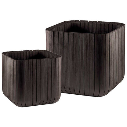 Keter Cube Planter Small And Medium 2 Piece Set - Weatherproof, UV Protected, Matte Finish, No Assembly Required